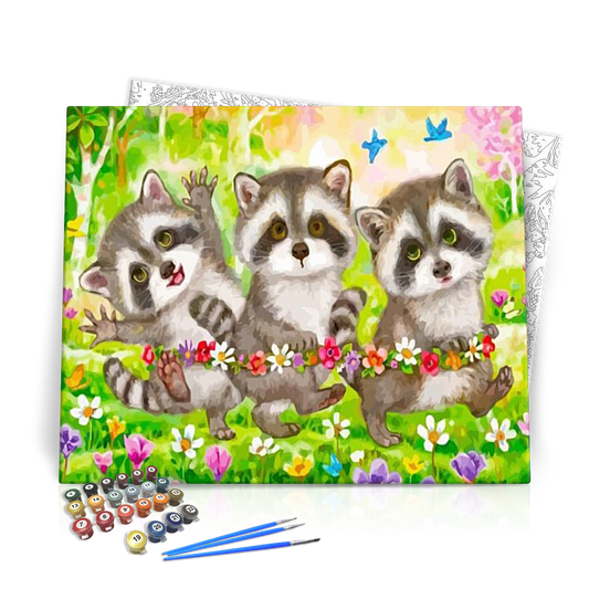 Táncoló mosómedvék - számfestő készlet