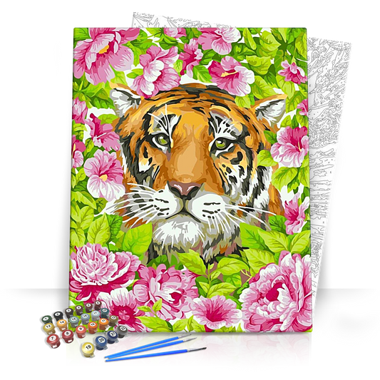 Tigris virágban - számfestő készlet