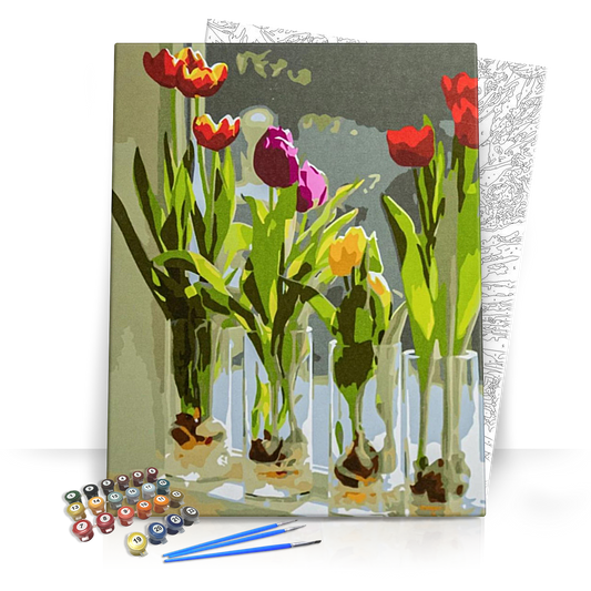 Tulipánok pohárban - számfestő készlet
