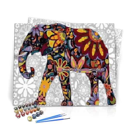 Virágból Készült Elefánt - számfestő készlet