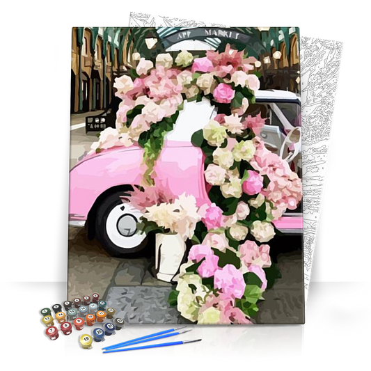 Virágos kis autó - számfestő készlet