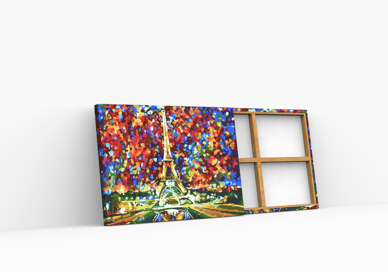 Eiffel Torony Színes Levelekkel - számfestő készlet