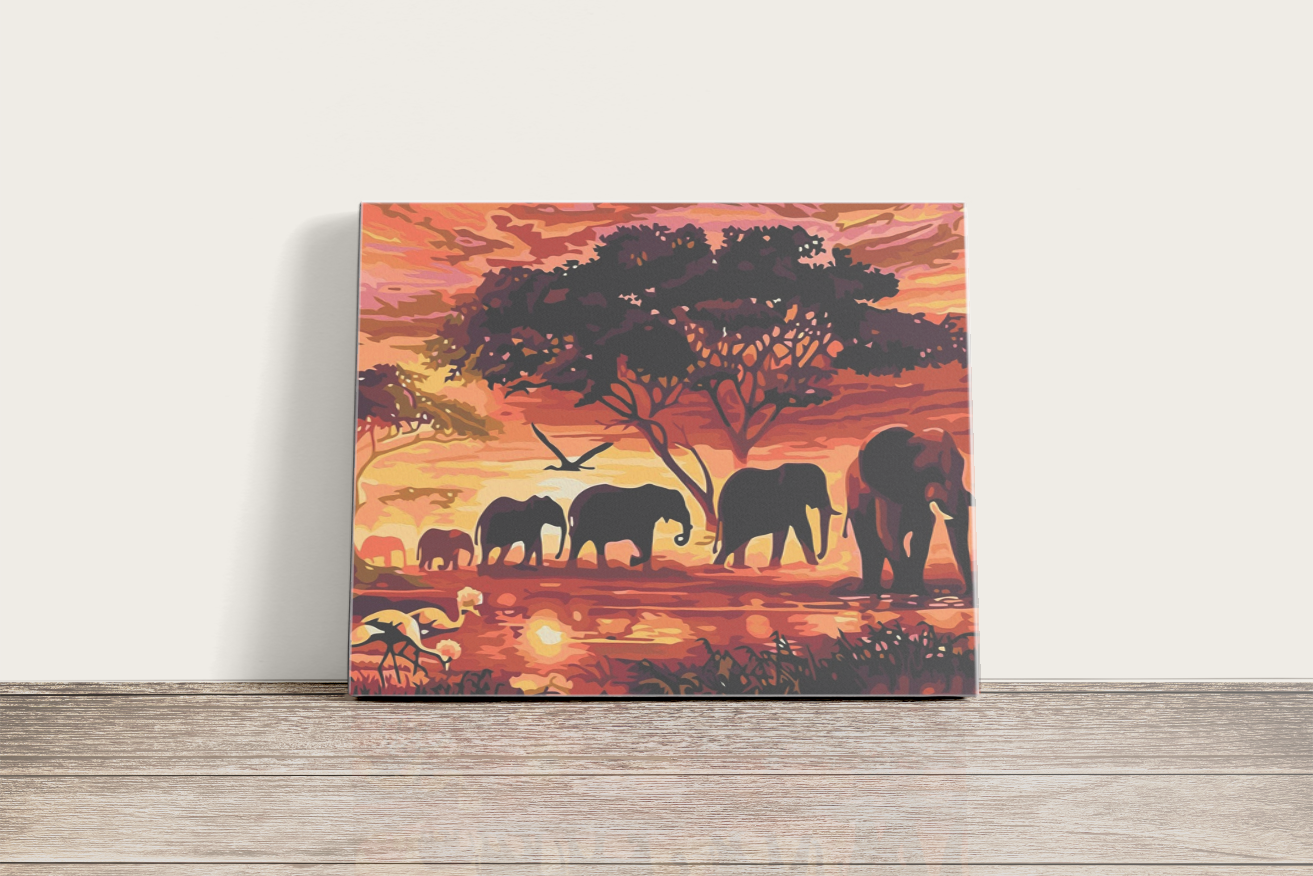 Elefánt Vándorlás - számfestő készlet