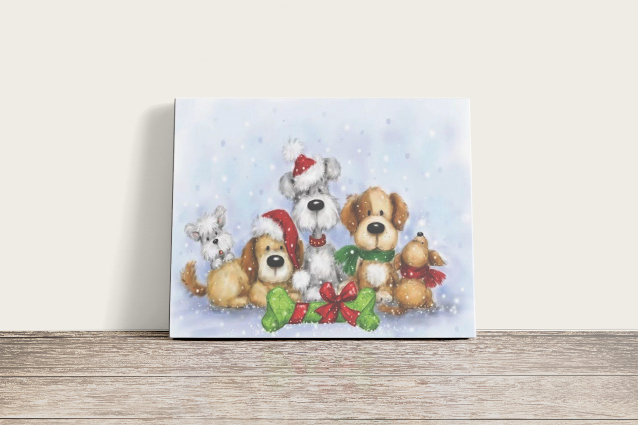 Karácsonyi Kutyák - számfestő készlet