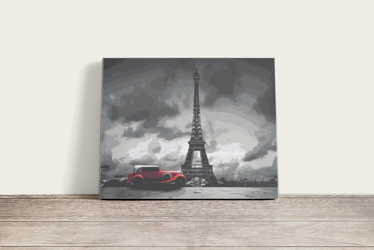 Retró Autó Párizsban - számfestő készlet