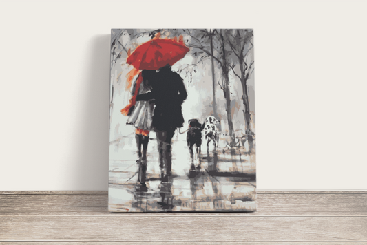 Séta az Esőben kutyákkal - számfestő készlet