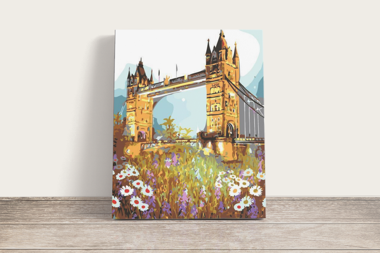 Tower Bridge és Virágok - számfestő készlet