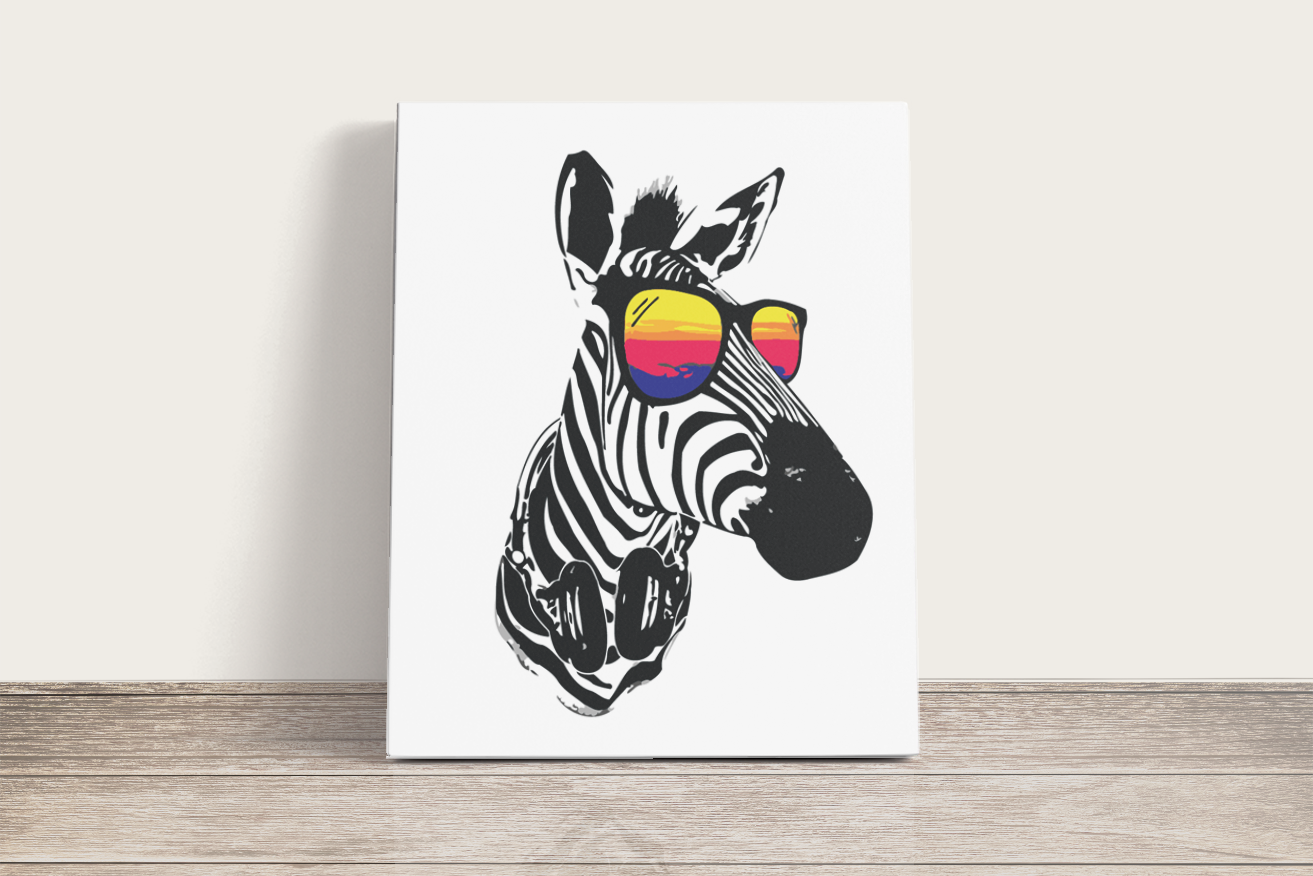 Zebra Napszemüvegben - számfestő készlet